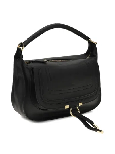 Chloé Marcie Leather Shoulder Bag In Black