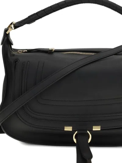 Chloé Marcie Leather Shoulder Bag In Black