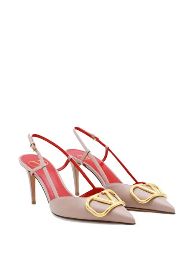 Valentino Vlogo Signature Leather Slingback Pumps In Pink