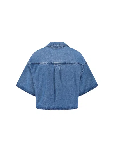 Alexander Wang Cropped Shirt In Blue