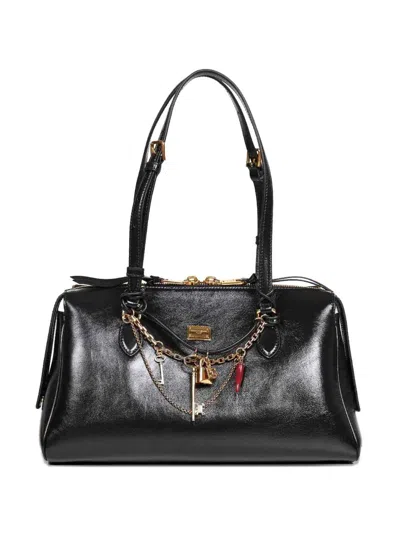 Dolce & Gabbana Vittoria Leather Tote Bag In Black