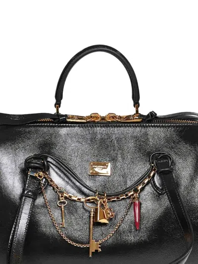 Dolce & Gabbana Vittoria Leather Tote Bag In Black
