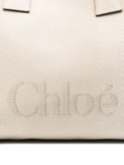 Chloé Carry Logo Detailed Large Tote Bag In Nude
