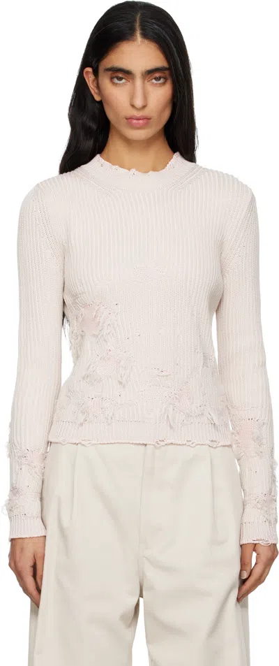 Mm6 Maison Margiela Pink Amended Optical Ribs Sweater In White