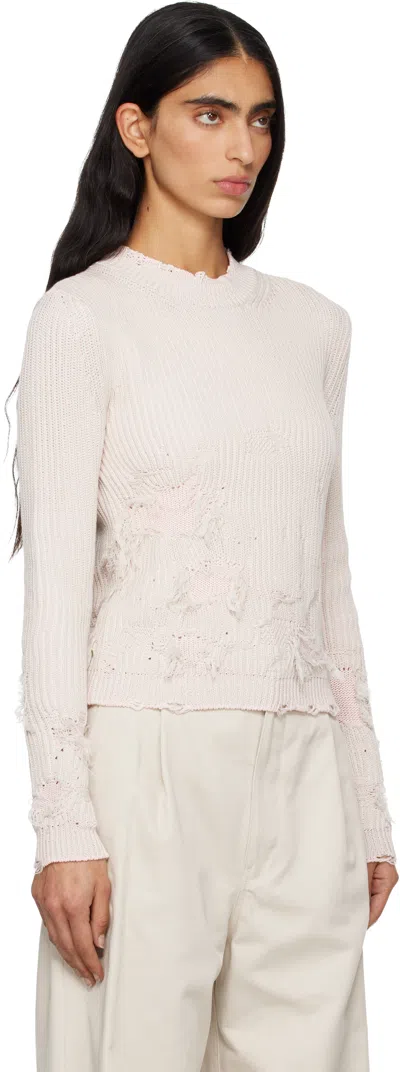 Mm6 Maison Margiela Pink Amended Optical Ribs Sweater In White