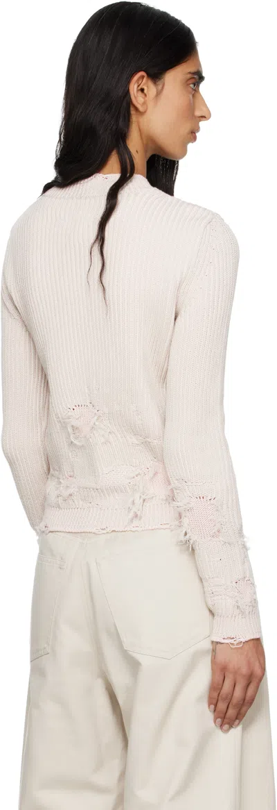 Mm6 Maison Margiela Pink Amended Optical Ribs Sweater In White