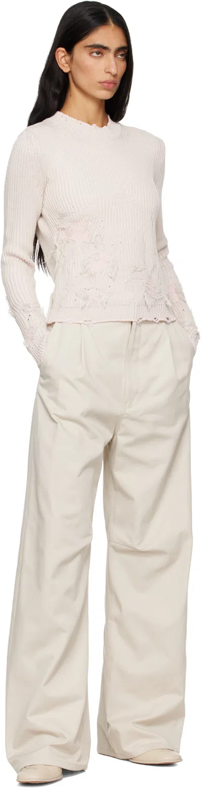 Mm6 Maison Margiela Pink Amended Optical Ribs Sweater In White