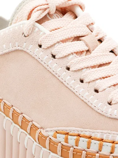 Chloé Low Top Sneakers Featuring Contrast Stitching And Textured Sole In Multi