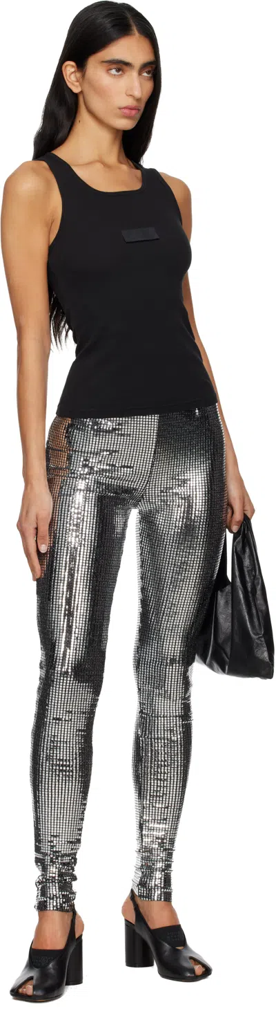 Mm6 Maison Margiela Numeric Logo Patch Stretch Cotton Tank In Blue