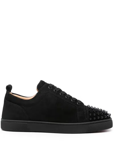 Christian Louboutin Louis Junior Spikes Cap-toe Leather Sneakers In Black