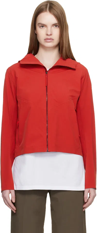 Veilance Red Focal Hoody Jacket In Red