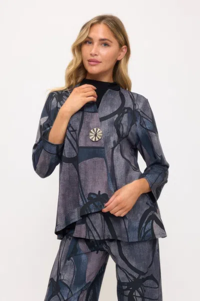 Truedames Challenge Jacquard Button Jacket In Blue