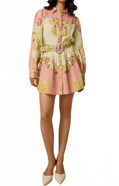 Hemant & Nandita Women's Short Dress In Pink Floral In Multi