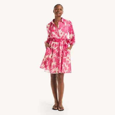 Nautica Womens Printed Shirt Dress In Pink