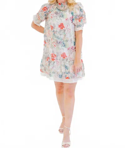 Tcec Painterly Lace Trim Baby Doll Dress In Multi In Multi