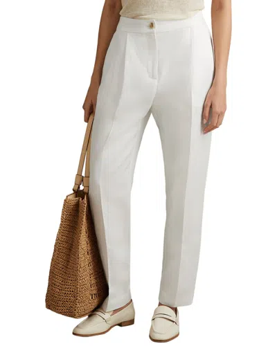 Reiss White Farrah Tapered Suit Trousers With Tencel™ Fibers In White