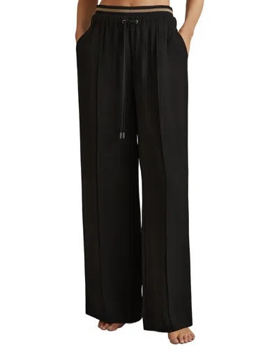 Reiss Fleur Waistband Detail Wide Leg Pant In Black