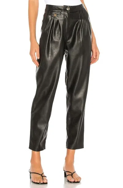 Blanknyc Vegan Leather Pleated Carrot Leg Pants In Film Noir In Black