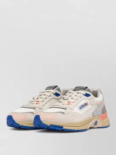 Autry Hyperway Sneakers In White And Peach Suede And Mesh In Multi