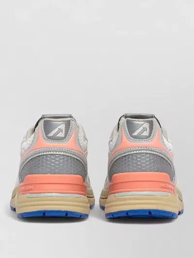 Autry Hyperway Sneakers In White And Peach Suede And Mesh In Multi