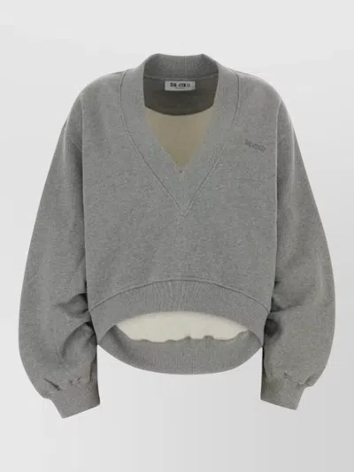 Attico Loose Fit Cotton Sweatshirt V Neckline In Gray