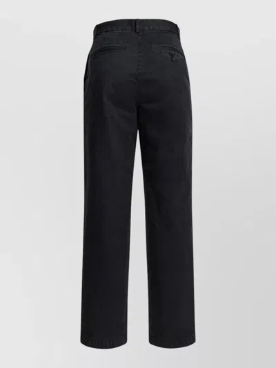 Auralee Straight Cut Chino Trousers Belt Loops In Black