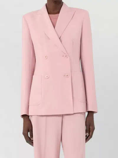 Weekend Max Mara Tailored Double Breasted Blazer Buttoned Cuffs In Pink