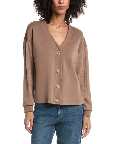 Ariella Ponte Cardigan In Brown