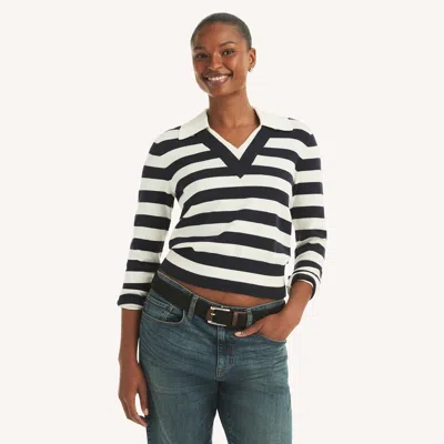 Nautica Womens Striped Rugby Sweater In Multi