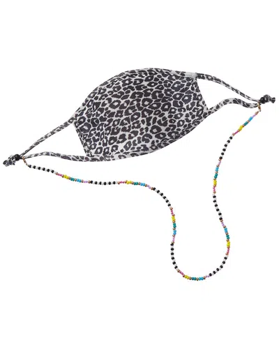 Fallon & Royce Cloth Face Mask & Beaded Chain In Black