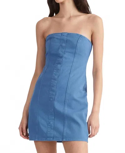 Ena Pelly Monica Denim Mini Dress In Dazzling Blue In Blue