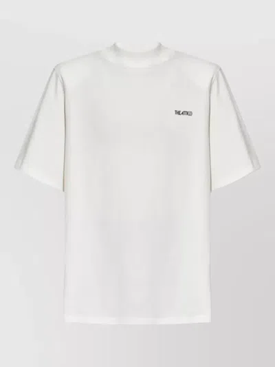 Attico Short Sleeve Crew Neck Straight Hem Top In White