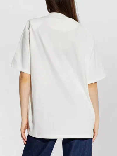 Attico Short Sleeve Crew Neck Straight Hem Top In White