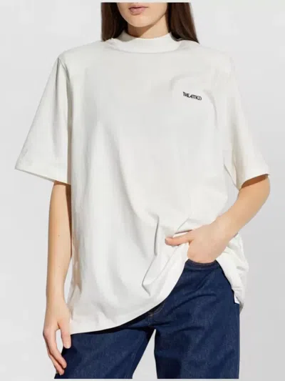 Attico Short Sleeve Crew Neck Straight Hem Top In White