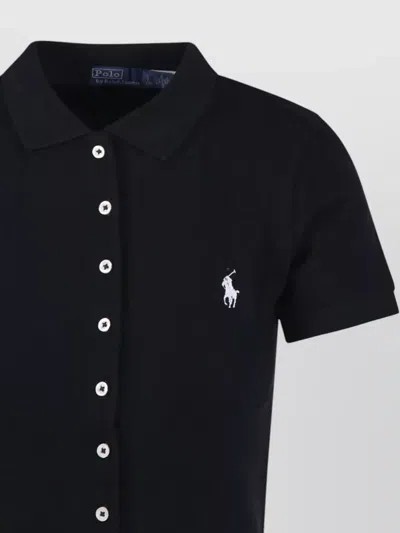 Ralph Lauren Short Sleeve Polo Shirt Straight Fit Collar In Black