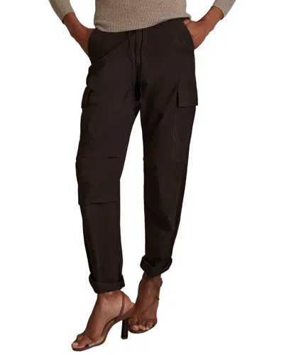 Reiss Chocolate Tapered Drawstring Cotton Combat Trousers In Brown