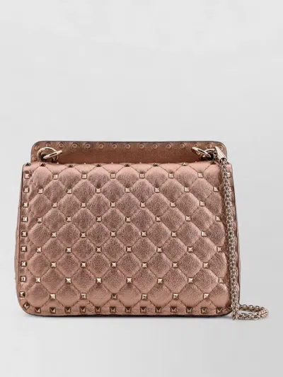 Valentino Rockstud Spike Leather Chain Shoulder Bag In Neutral