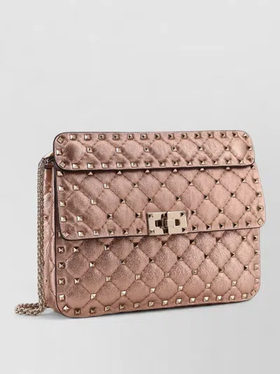 Valentino Rockstud Spike Leather Chain Shoulder Bag In Neutral