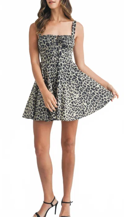 Veda Leopard Back Lace Up Mini Dress In Black In Black