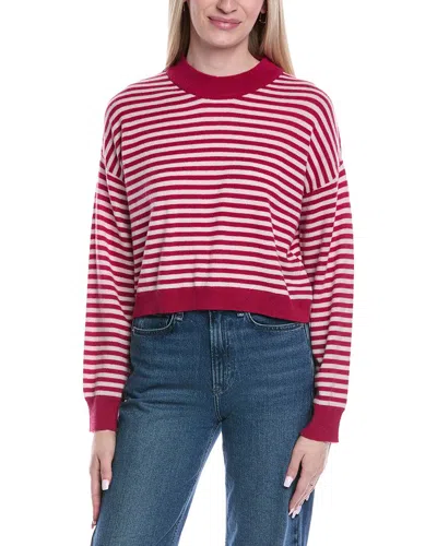 Brodie Cashmere Stitchy Stripe Wool & Cashmere-blend Sweater In Red