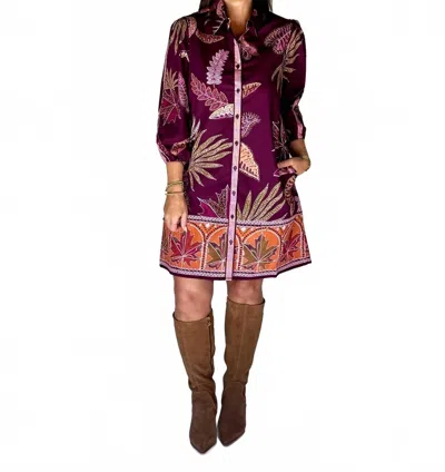 Maude Vivante Ava Fall Mini Dress In Wine Flora In Multi