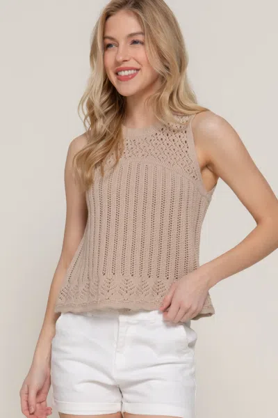 Truedames Women's Sleeveless Crochet Spring Sweater In Brown