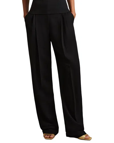 Reiss Lydia Double Pleat Wide Leg Pant In Black