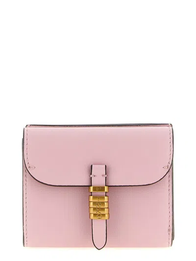 Pinko Buckle Leather Wallet In Pink