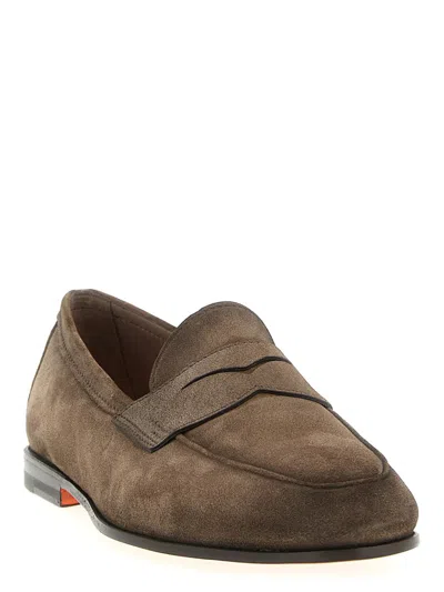 Santoni 'carlos' Loafers In Brown
