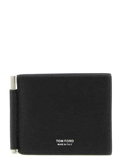 Tom Ford Grain Soft Money Clip Black Cardholder In Black