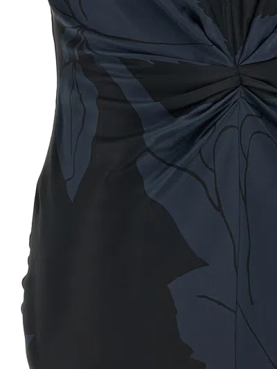 Victoria Beckham 'gathered V-neck' Midi Dress In Blue