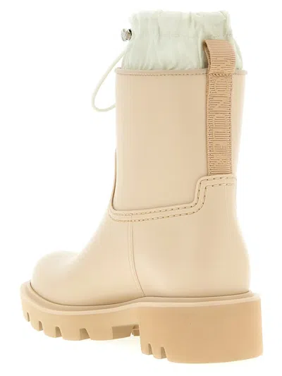 Moncler Kickstream Drawstring Logo-patch Rain Boots In Nude