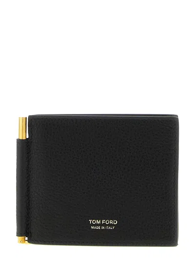 Tom Ford Grain Soft Money Clip Black Cardholder In Black