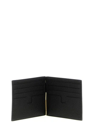 Tom Ford Grain Soft Money Clip Black Cardholder In Black
